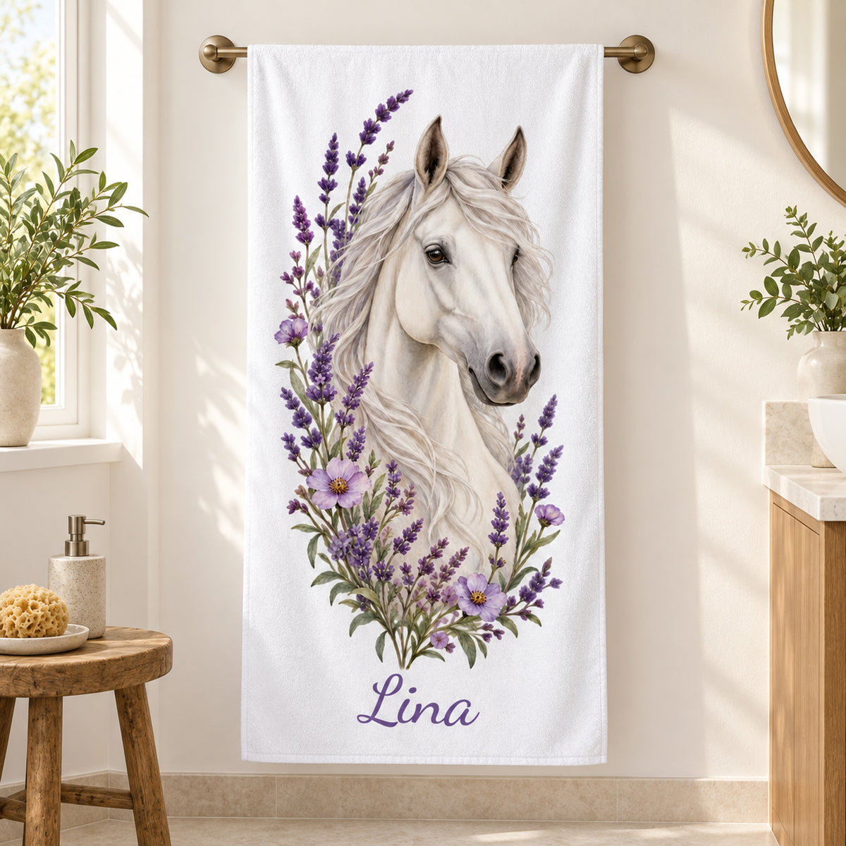 Handtuch mit Lavendel-Schimmel und Wunschname – Produktansicht 8