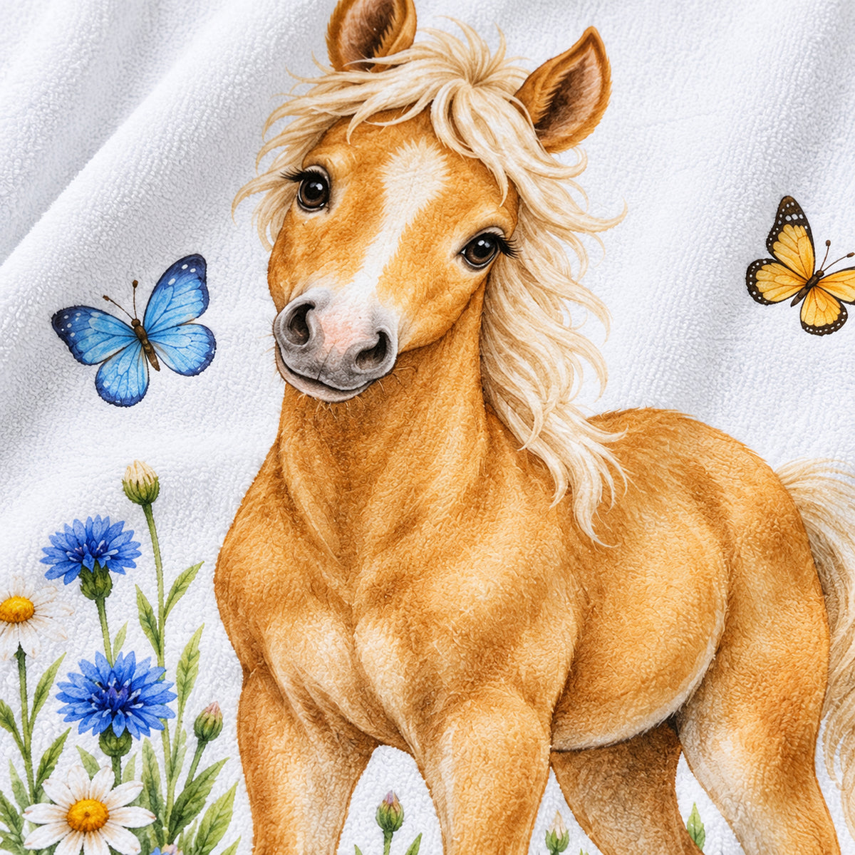 Handtuch mit Kleines Wiesenpony und Wunschname – Produktansicht 4