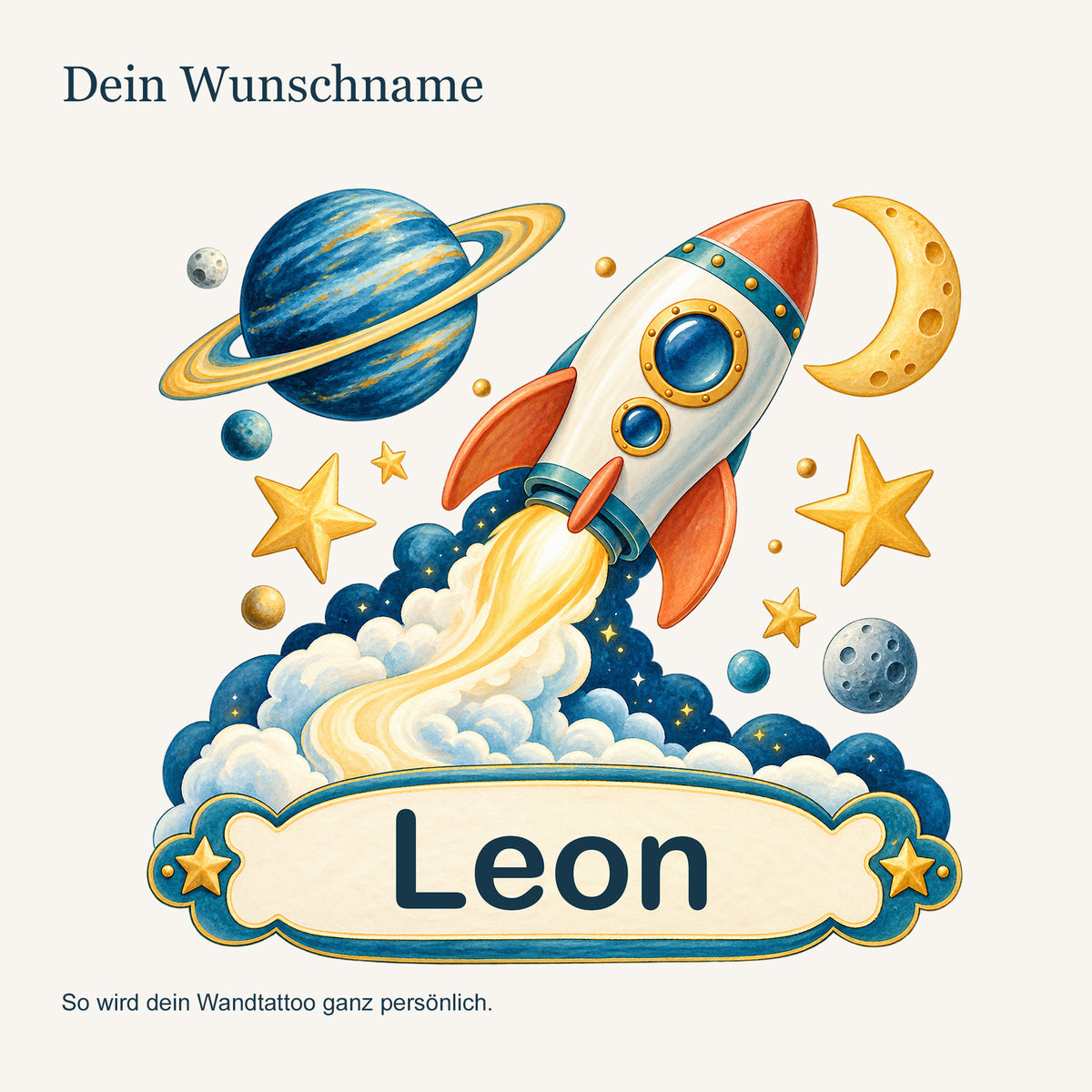 Personalisiertes Wandtattoo Weltall Sternenstart – Personalisierung mit Wunschname