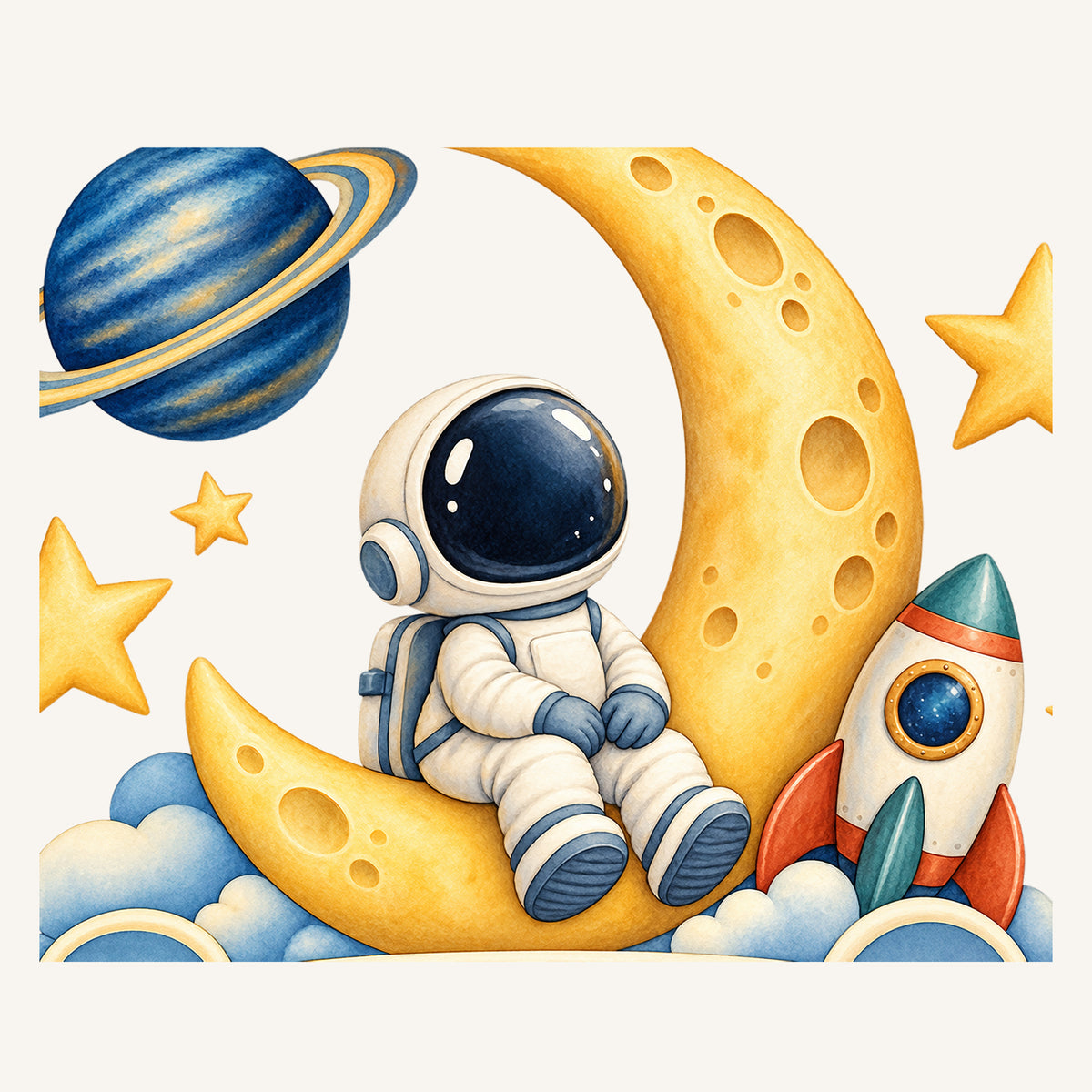 Personalisiertes Wandtattoo Weltall Mondmission – Illustrationsdetail