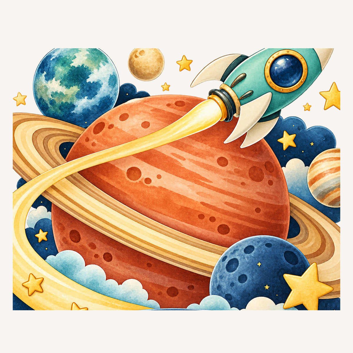 Personalisiertes Wandtattoo Weltall Planetenreise – Illustrationsdetail