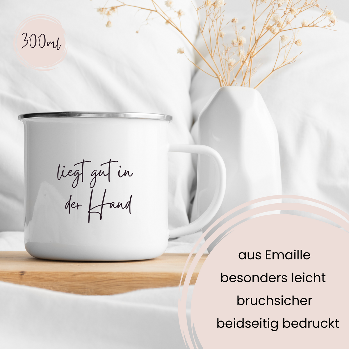 Emaille Tasse mit Feen-Motiv