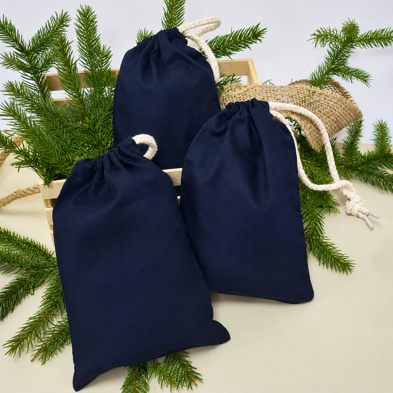 Baumwollsäckchen 15 × 20 cm in Blau – 1 oder 24 Stück