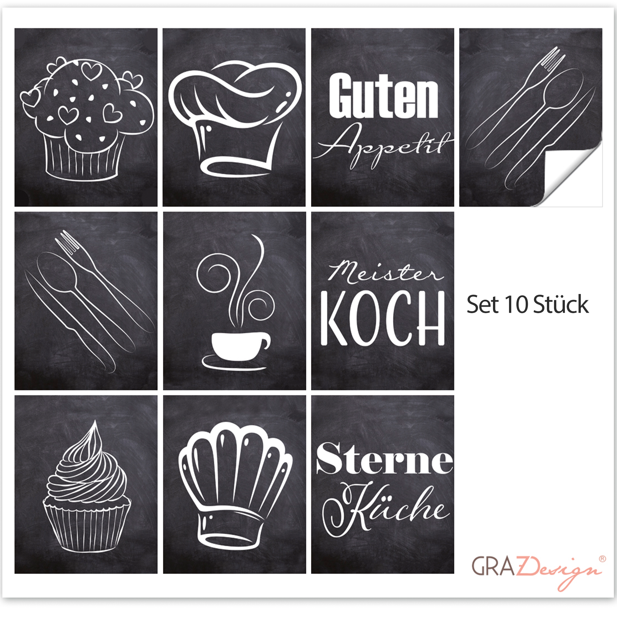 Fliesenaufkleber Küche – Kreidetafel Design