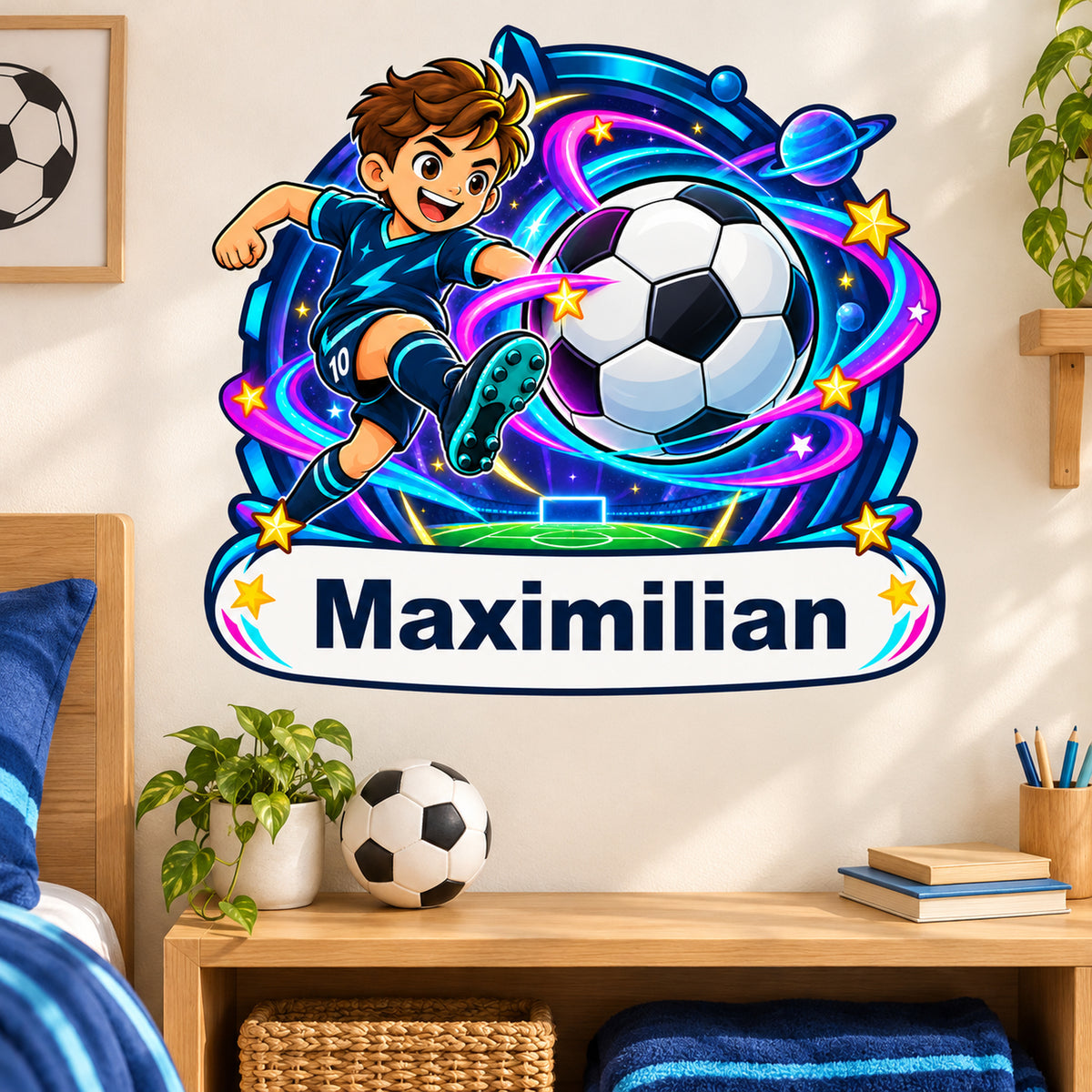 Fußball-Sticker Fußballzauber: Beispiel für die Dekoration im Kinderzimmer