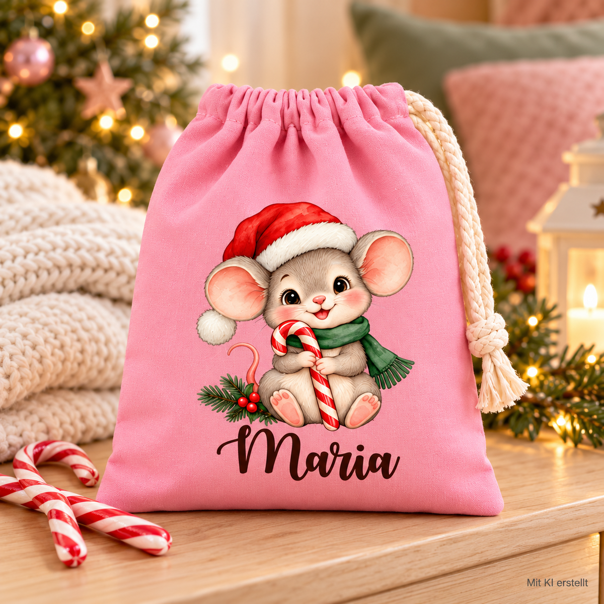 Geschenkidee der personalisierten Säckchen in 15 × 20 cm.