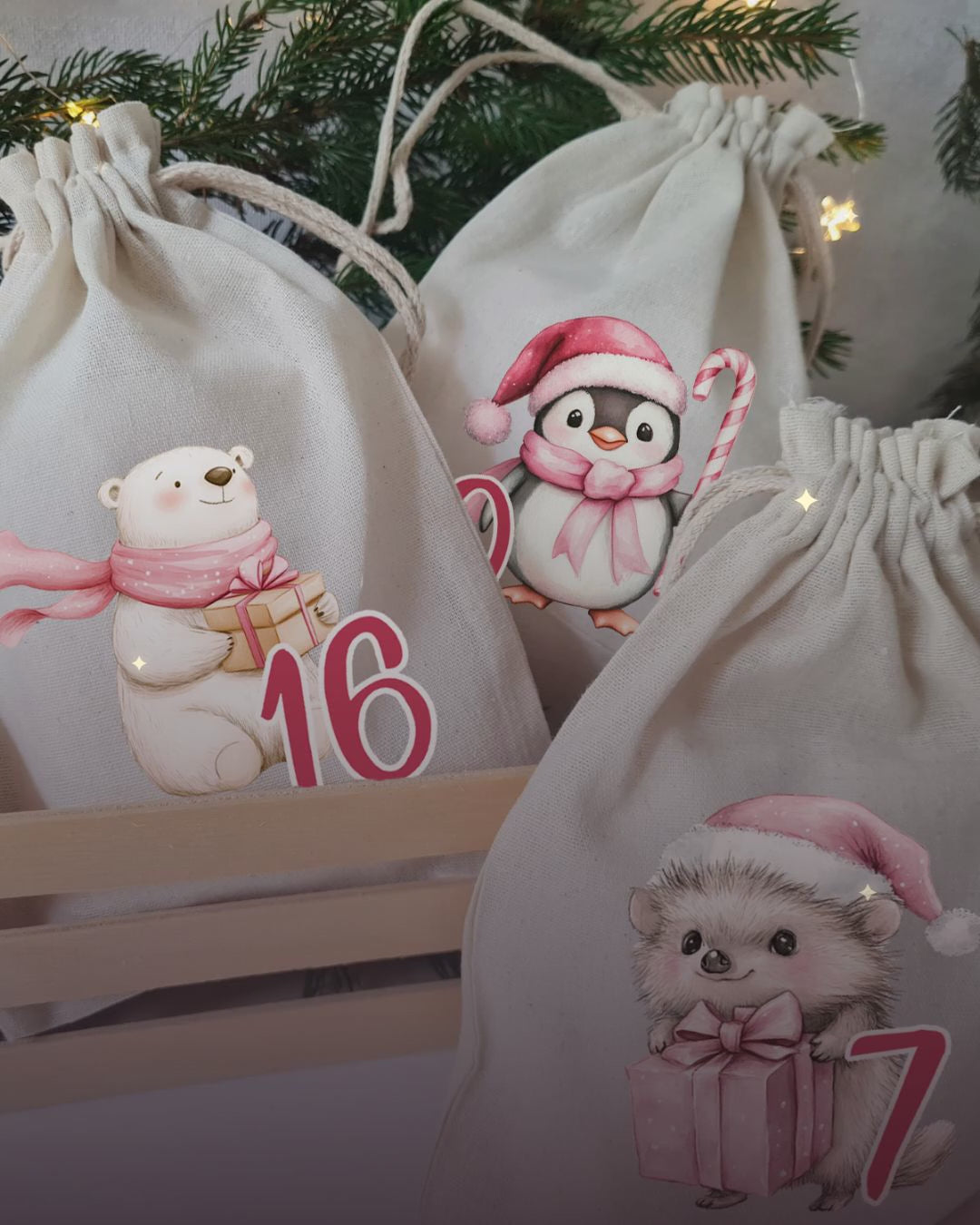 Adventskalender Wintertiere in Rosa – Produktvideo