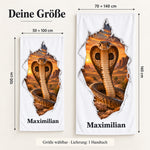 Handtuch mit Kobra und Wunschname in 50 × 100 und 70 × 140 cm