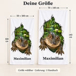 Handtuch mit Krokodil und Wunschname in 50 × 100 und 70 × 140 cm