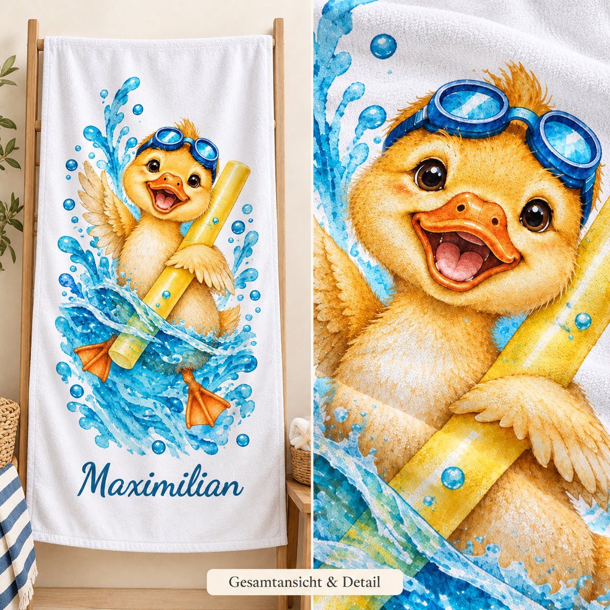 Ente Handtuch mit Wunschnamen – Motiv