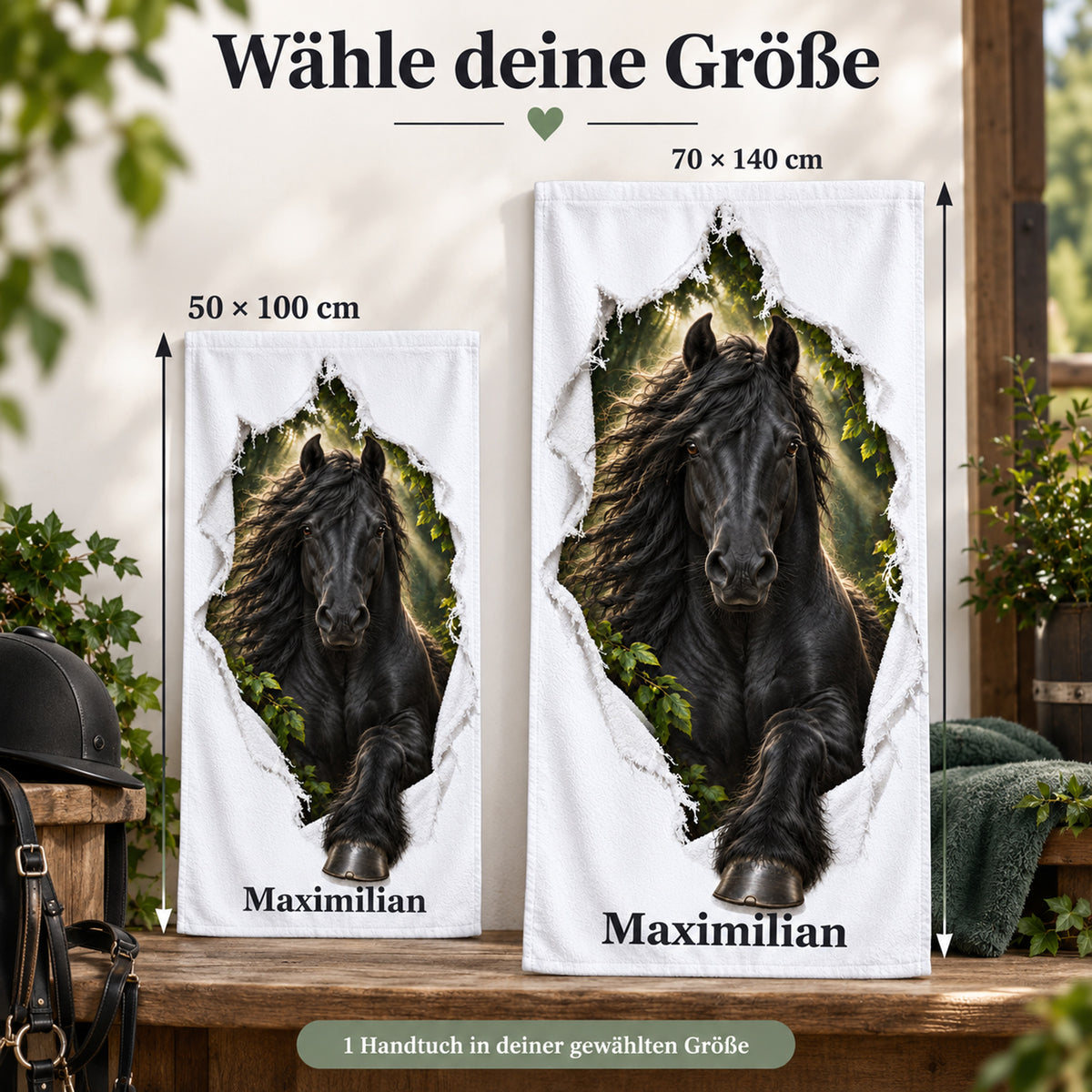 Handtuch mit Friese in den Größen 50 × 100 cm und 70 × 140 cm