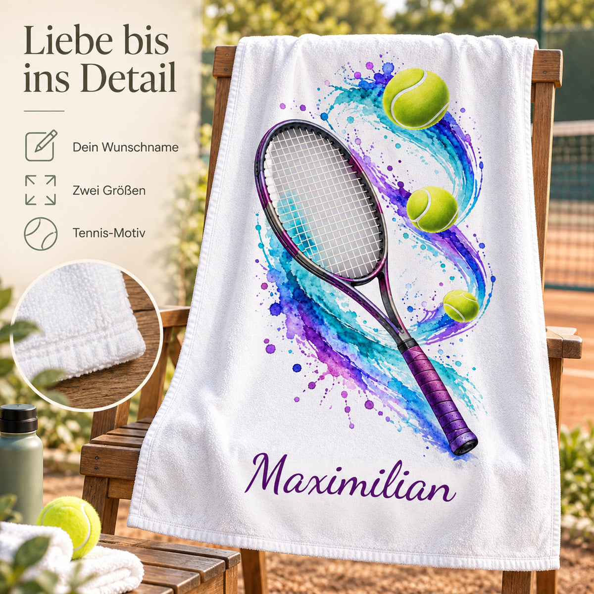 Personalisiertes Tennis-Handtuch Topspin – Ansicht 4