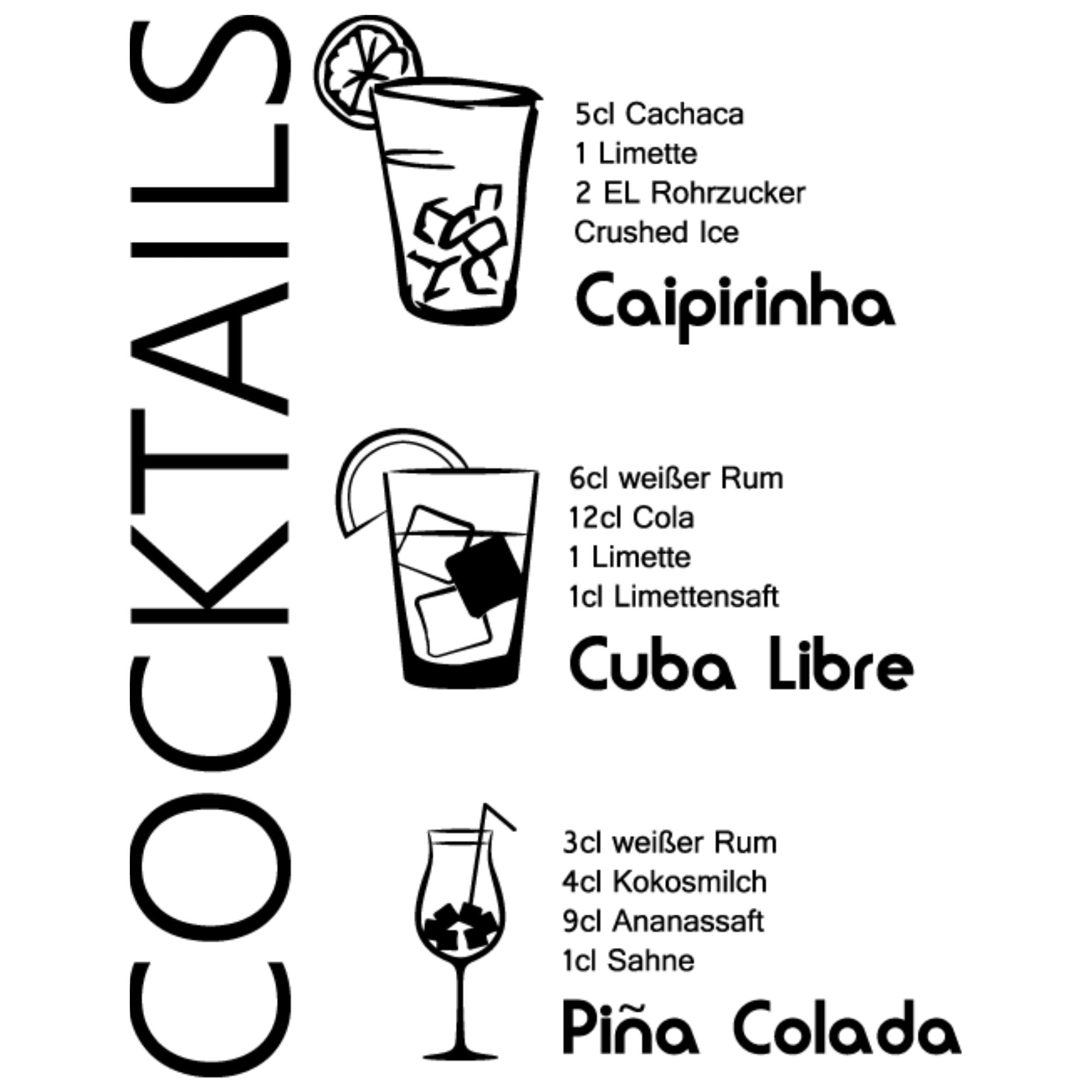 Wandtattoo Cocktails - Für gesellige Abende