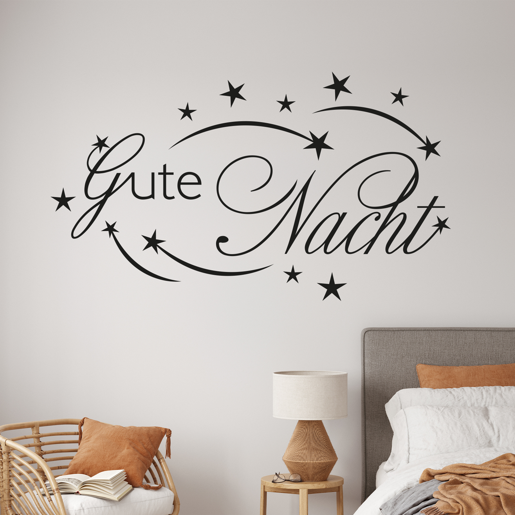Wandtattoo „Gute Nacht“ mit Sternen