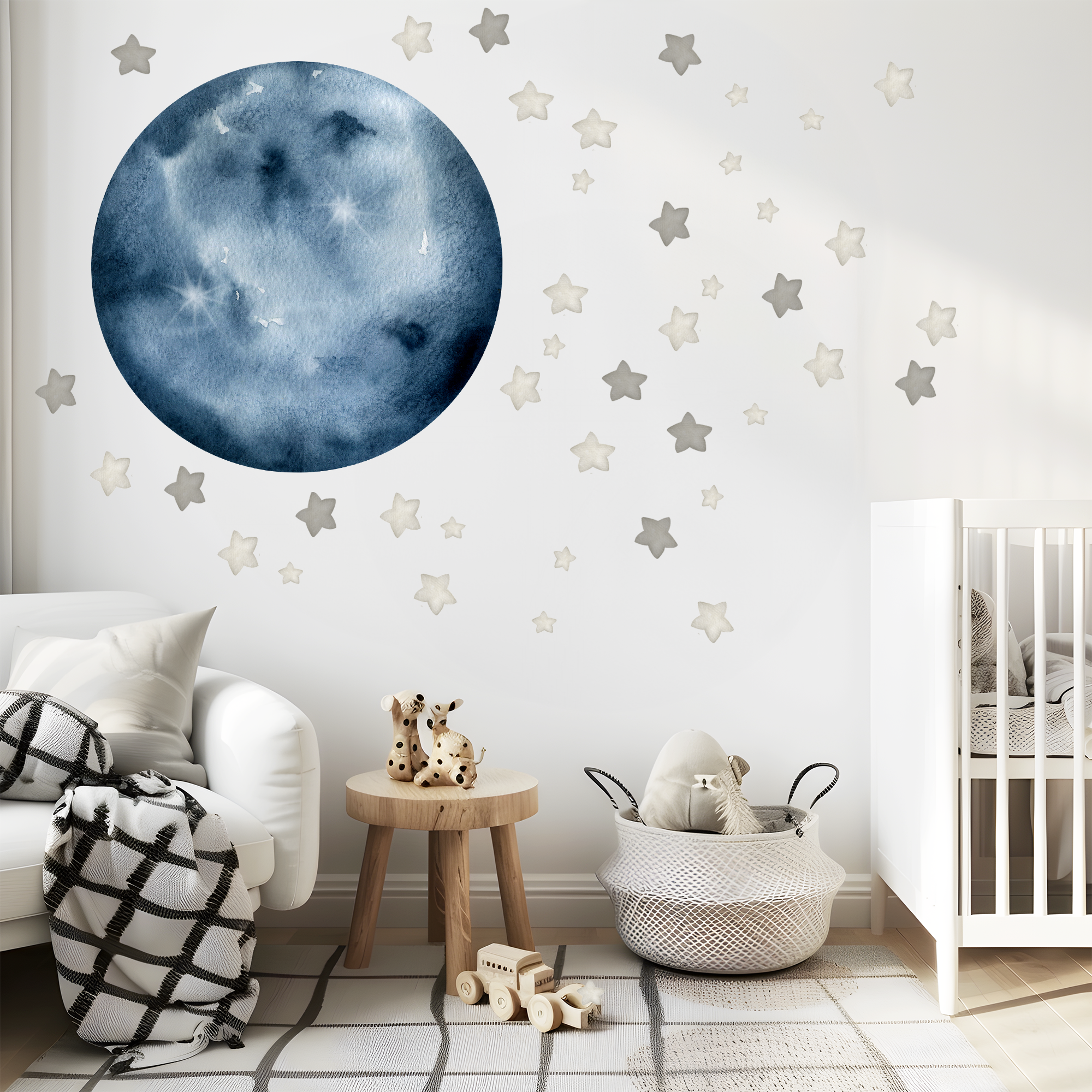 Wandtattoo Mond und Sterne