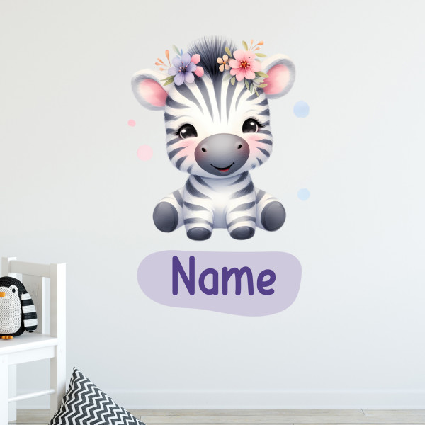 Wandtattoo Zebra mit Name personalisiert