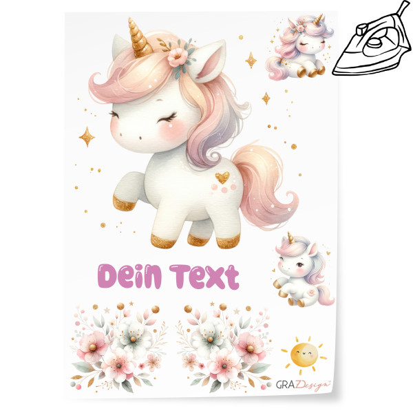 Bügelbilder Set Mädchen Einhorn