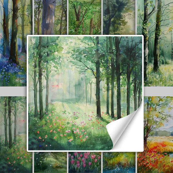 Fliesenaufkleber Natur Wald Aquarell