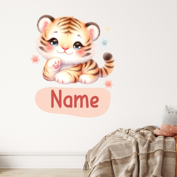 Personalisiertes Wandtattoo Tiger mit Name