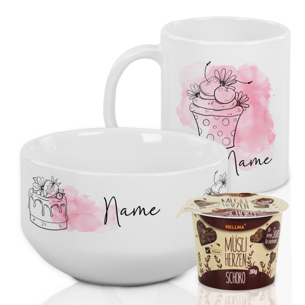 Müslischale mit Tasse Set mit Namen personalisiert