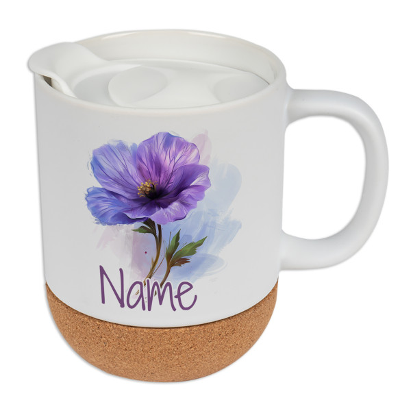 Blumen Tasse mit Deckel mit Namen