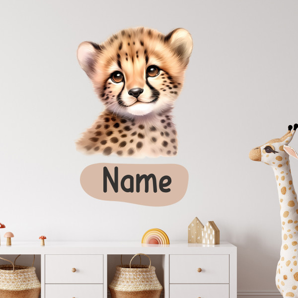 Wandtattoo Gepard mit Name personalisiert