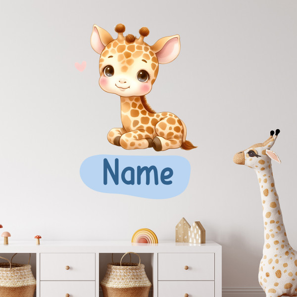 Wandtattoo Giraffe mit Name personalisiert