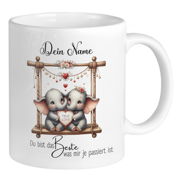 Personalisierte Tasse für Paare Elefanten