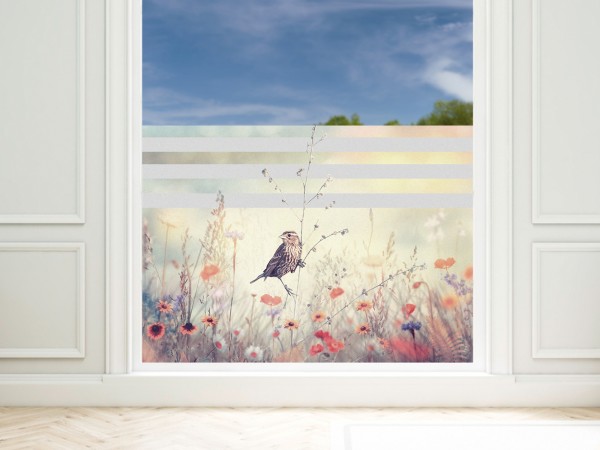 Fensterfolie Für Küche Wohnzimmer Motiv "Blumen Wiese"