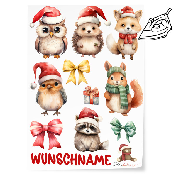 Bügelbild Weihnachten Set Tiere