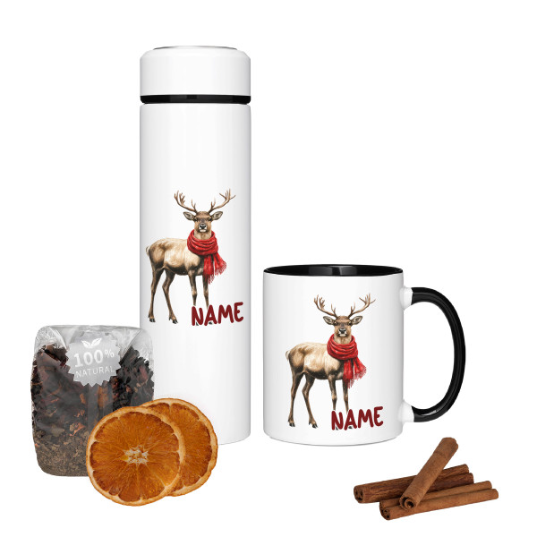 Teebox, Tasse & Thermosflasche Geschenkbox Elch