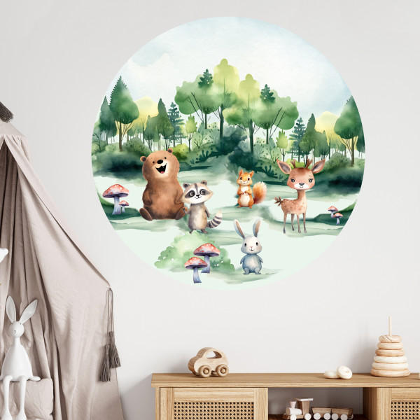 Wandtattoo Waldtiere mit Tieren Bär Reh Babyzimmer & Kinderzimmer 