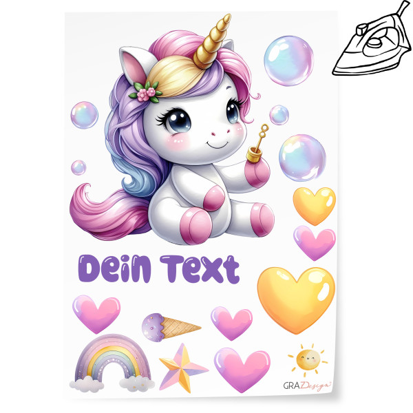 Bügelbilder Set Mädchen Einhorn