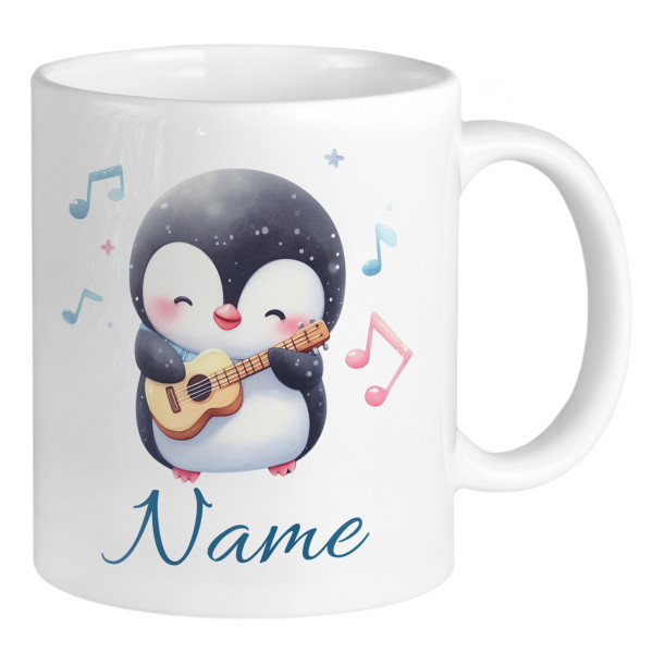 Tasse Pinguin mit Gitarre