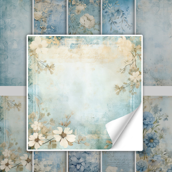 Fliesenaufkleber Blaue Shabby Chic Floral