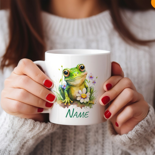 Frosch Tasse mit Namen personalisiert