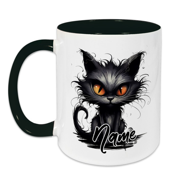 Halloween Tasse mit Namen & Katze