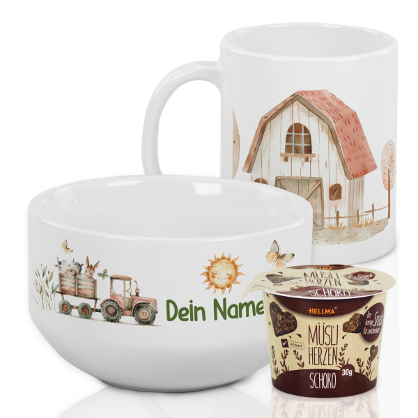 Frühstücksset Trecker Müslischale mit Tasse