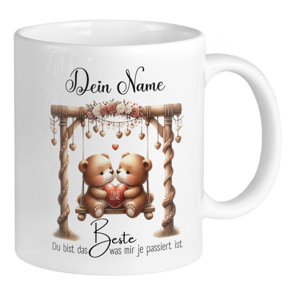 Süße personalisierte Tasse für Paare mit Bärchen