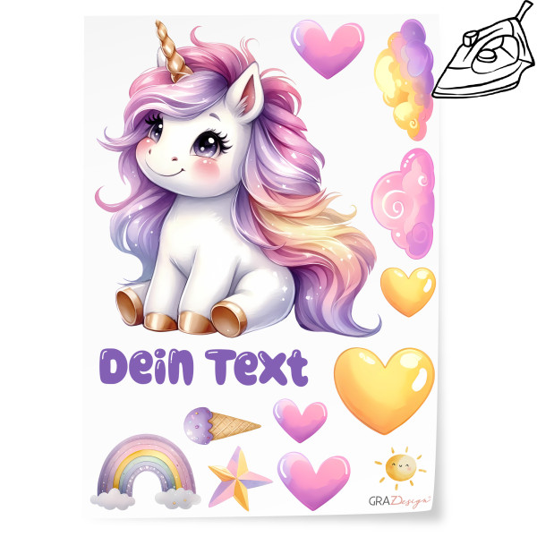 Bügelbilder Set Mädchen Einhorn