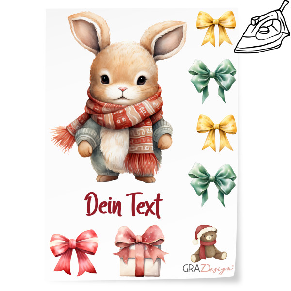 Bügelbilder Set Weihnachten Hase