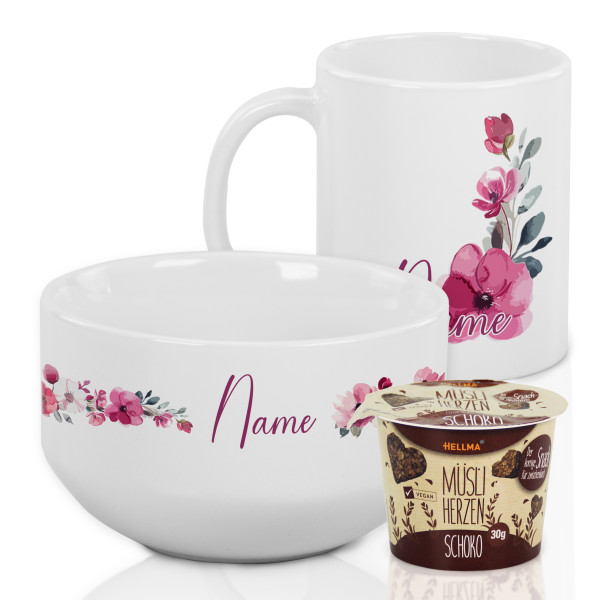 Müslischale & Tasse Set – Blumen Design