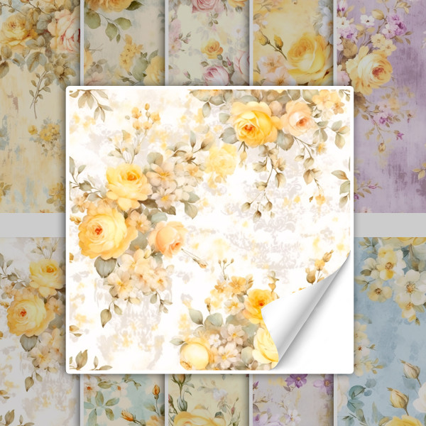 Fliesenaufkleber Shabby Chic Antike pastellgelbe Rosen