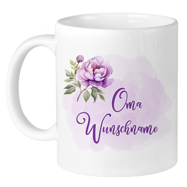 Tasse Oma mit Namen und Blumen