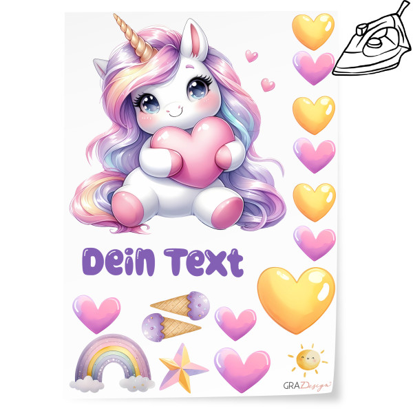 Bügelbilder Set Mädchen Einhorn