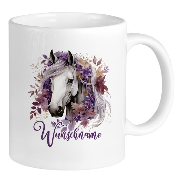 Personalisierte Tasse Pferd in Lila