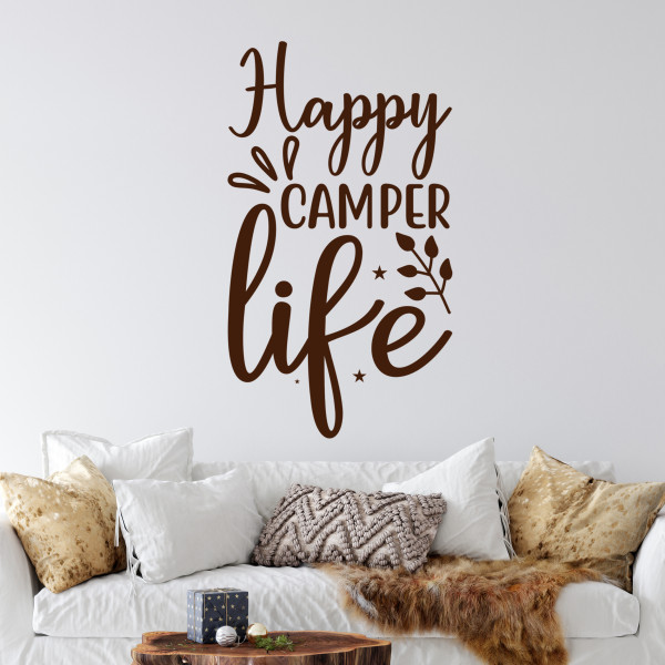 Wandtattoo Sprüche Happy Camper Life Camping