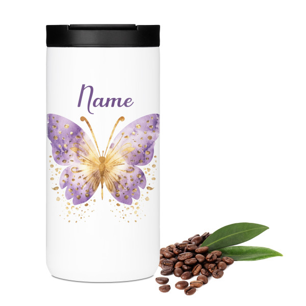 Kaffeebecher personalisiert mit Namen & Schmetterling