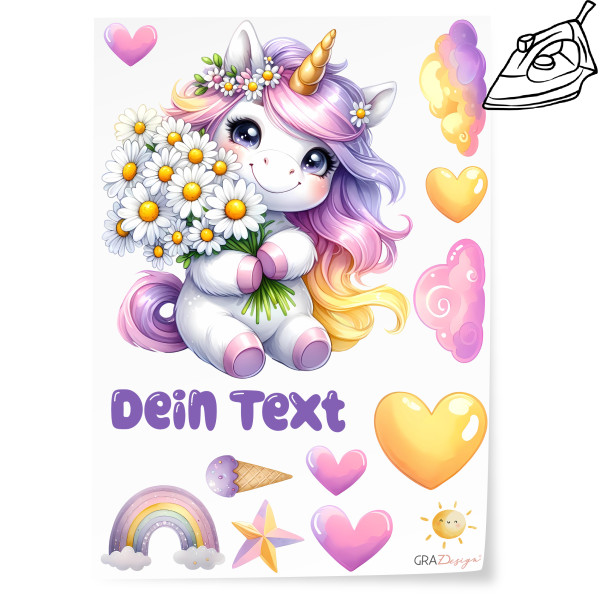 Bügelbilder Set Mädchen Einhorn