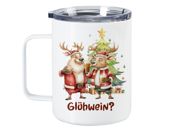 Thermobecher Weihnachten lustiges Elch-Motiv